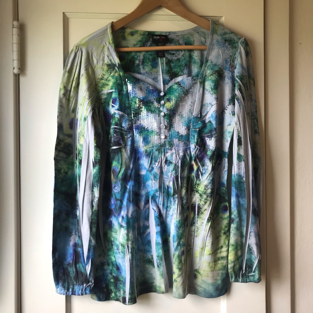 Sequined Digital Printed Blouse